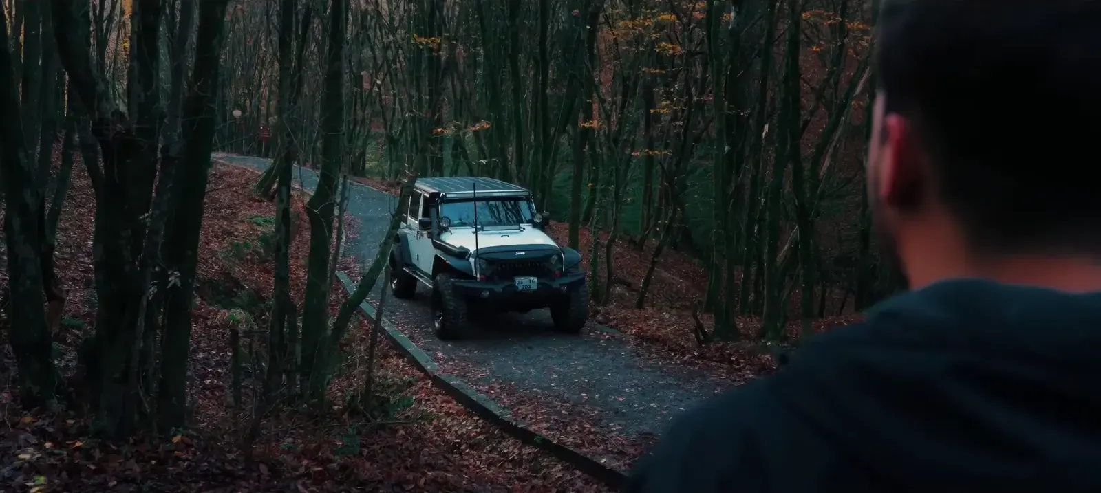 Jeep filminden orman yolu karesi